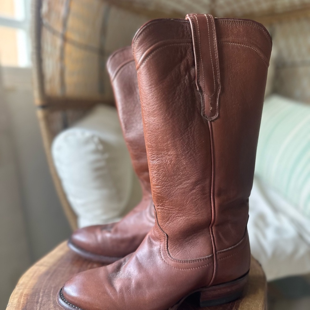 Women’s Tecovas Brown Leather Tall Boots Sz 5.5